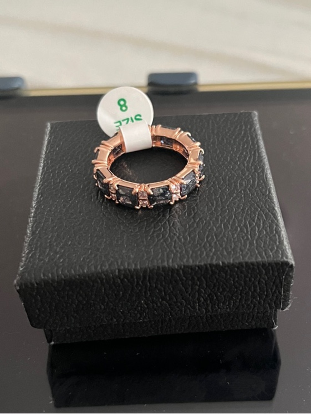 Bomb Party! Rose Gold Black Stone Eternity Band - Women Jewelry